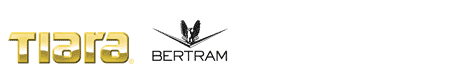 Logos for Ferretti luxury yachts, Bertram fishing boats and Tiara Yachts